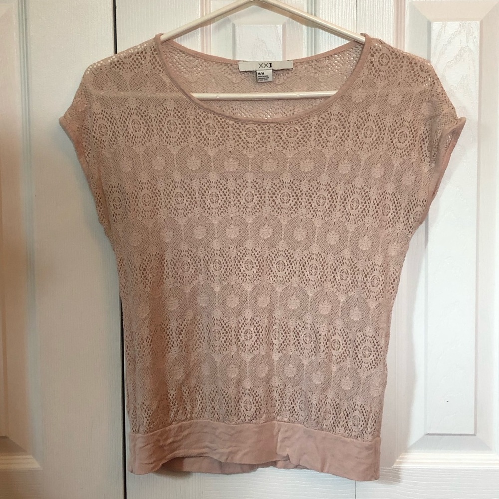 Dusty Pink Lace Banded Top - Forever 21